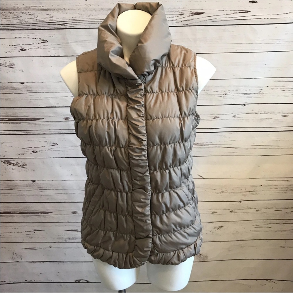 Coldwater Creek Forever Cozy Vest SIZE SMALL (8) Khaki Front Zip Down NWT $79